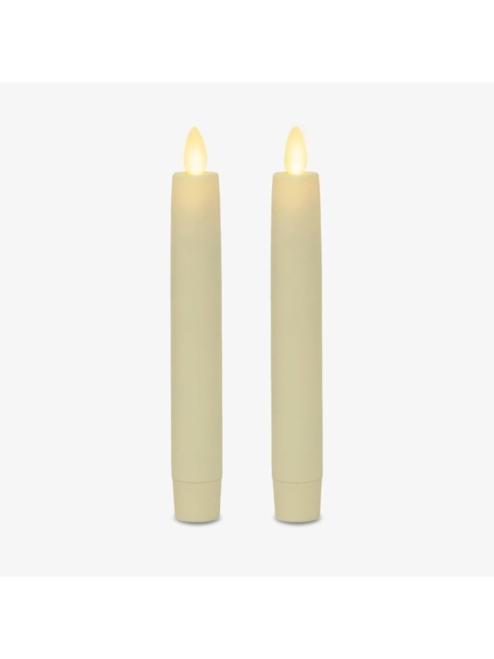 Set of 2 Ivory Flameless Taper Candles - Realistic Flickering LED Light, 6.75